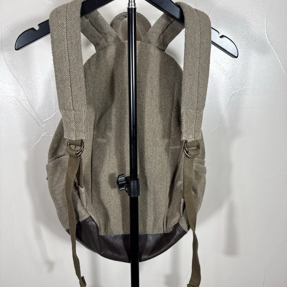 Portage Travel Gear Olive Canvas Backpack With Brown Leather Accents Multiple Co